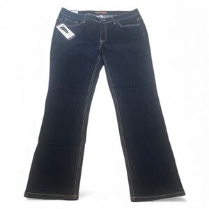 NWT Santana Dark Blue Mid Rise Straight Leg Tummy Control Jeans 14 inseam 31”